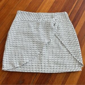 White & Black Plaid Mini Skirt